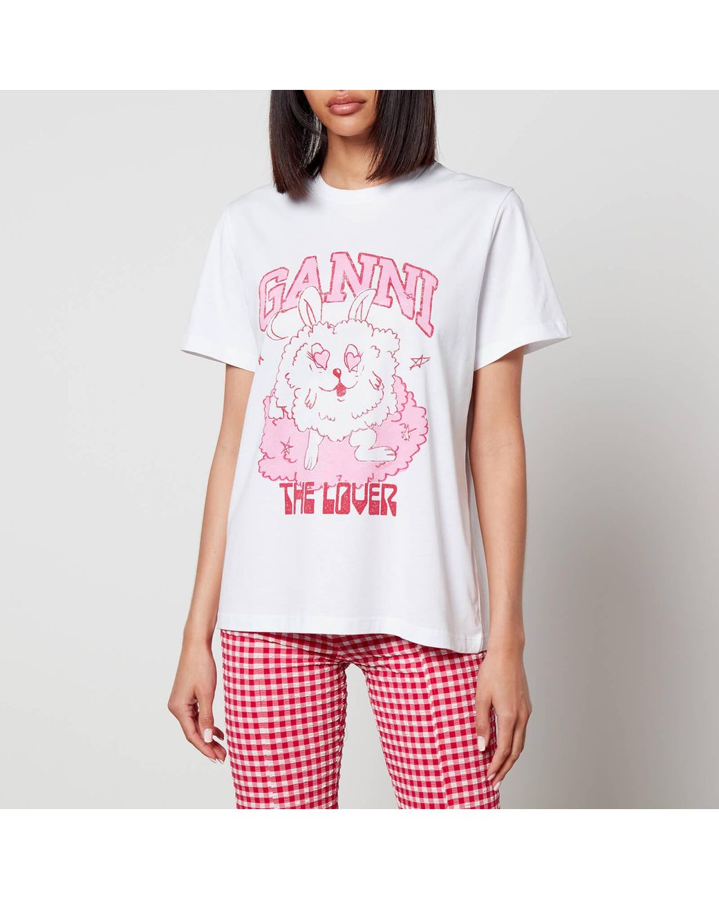 Ganni t shirt top pink