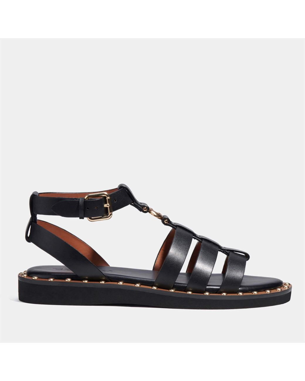 COACH Giselle Leather Sandals in Natural | Lyst Australia