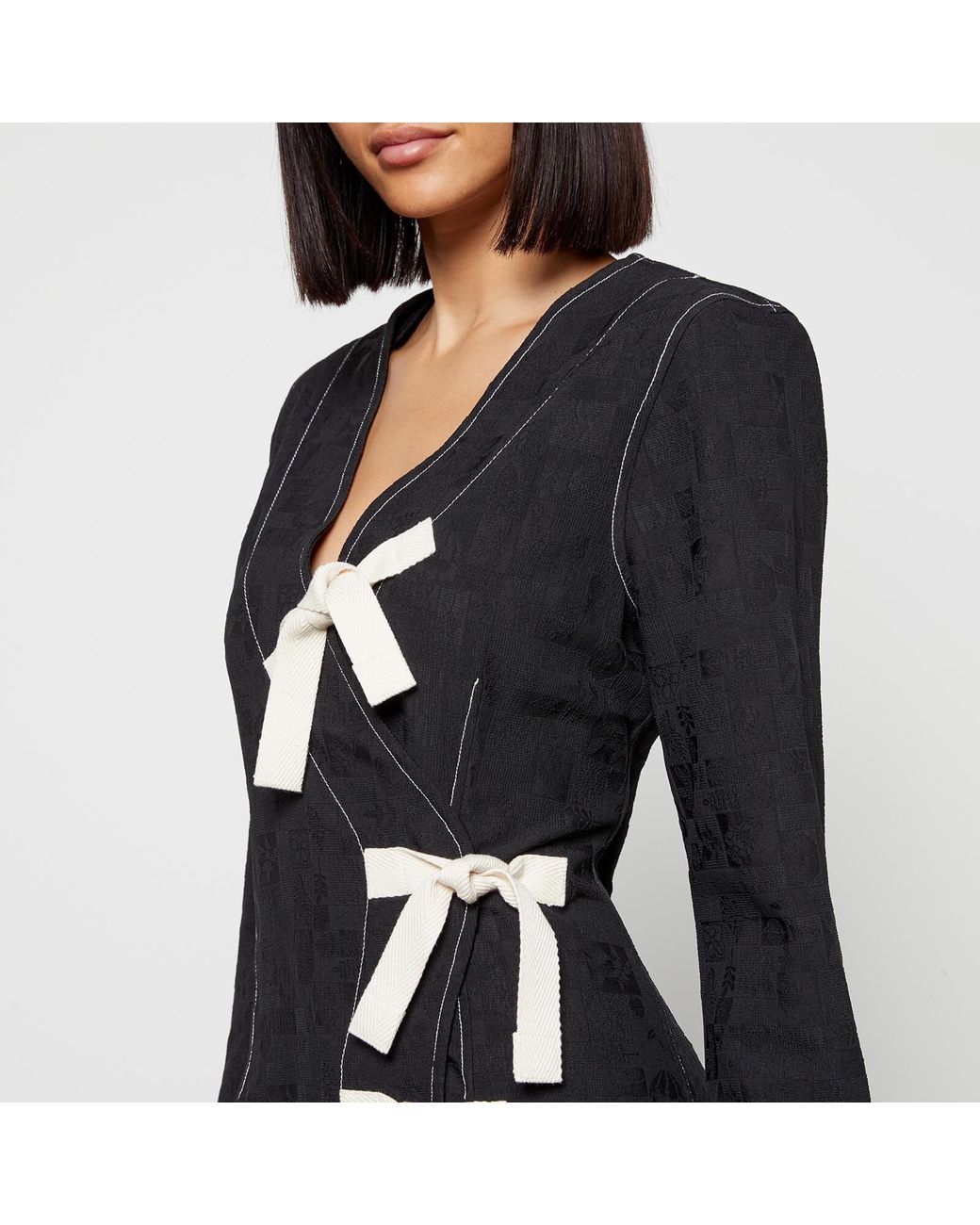 ワンピース Ganni Midi dress with bows GANNI Belted bow-embellished leopard-print cotton-poplin