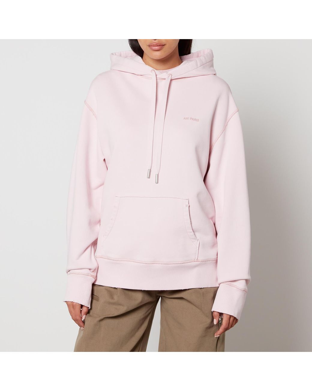 Ami Paris Fade Out Cotton Jersey Hoodie in Pink Lyst UK