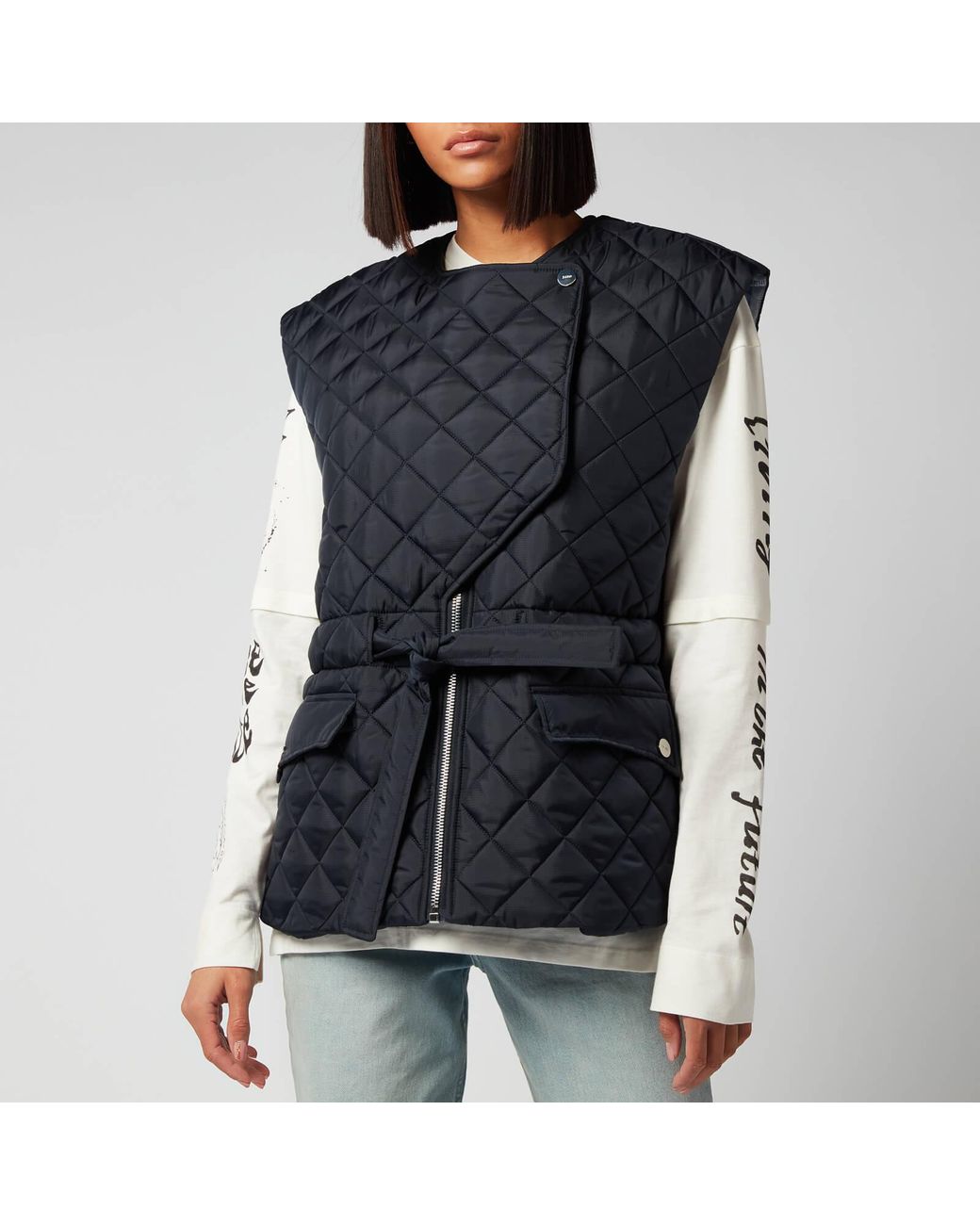 Ganni Recycled Ripstop Quilt Gilet in Blue | Lyst