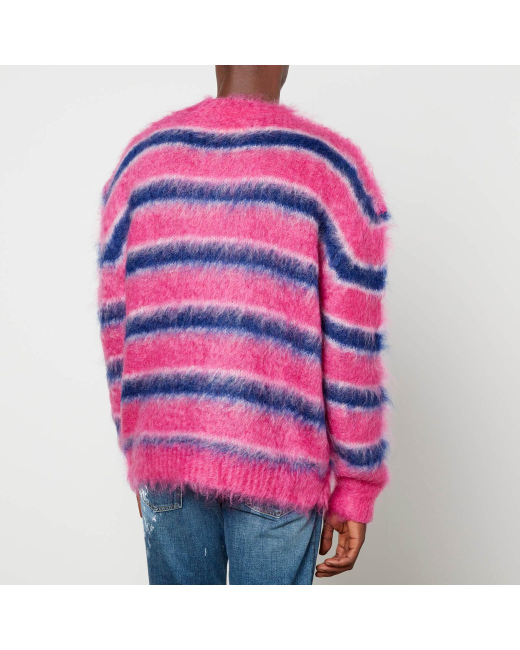 Marni Striped Brushed Intarsia Mohair blend Jumper in Pink for Men