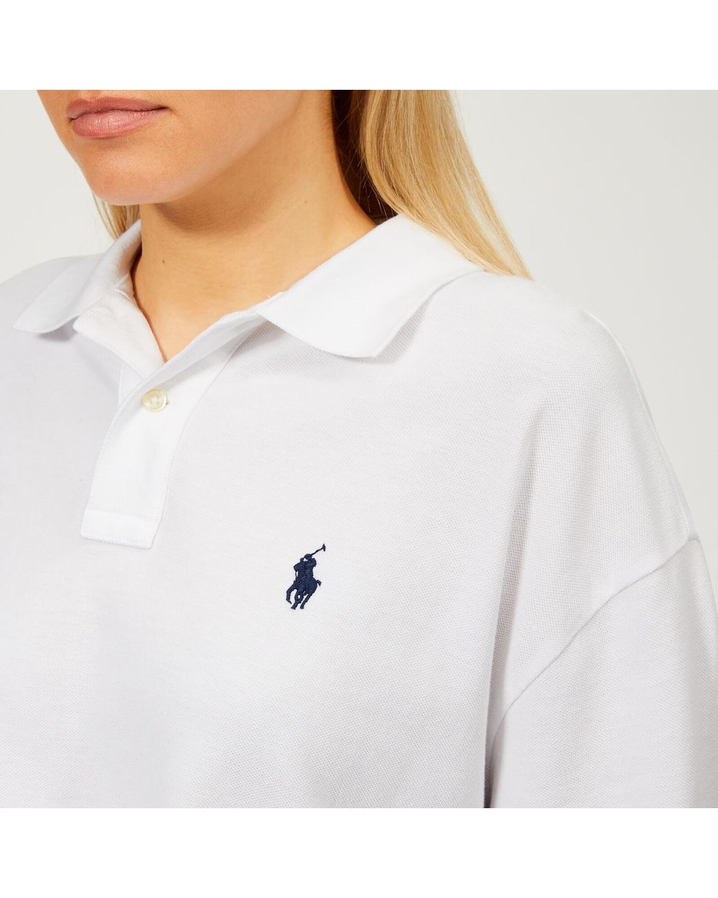 Polo Ralph Lauren Oversized Long Sleeve Polo Shirt in White | Lyst