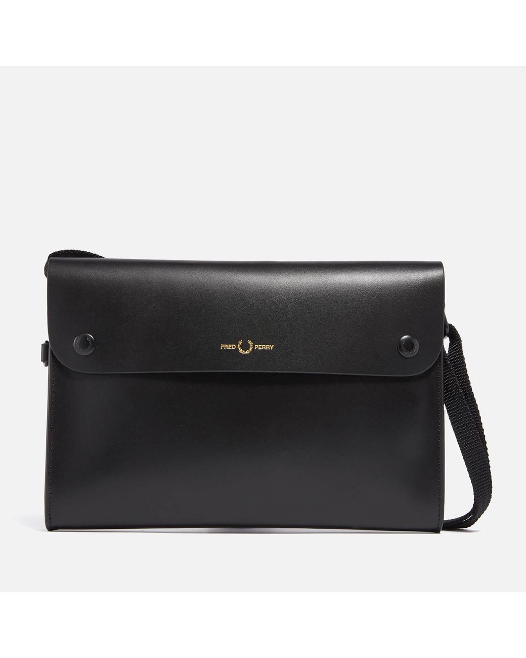 Fred Perry Burnished Leather Sacoche Messenger Bag in Black for Men ...