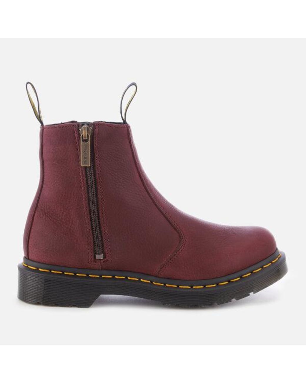 Dr. Martens Women's 2976 Grizzly Leather Zip Chelsea Boots in Red | Lyst  Australia