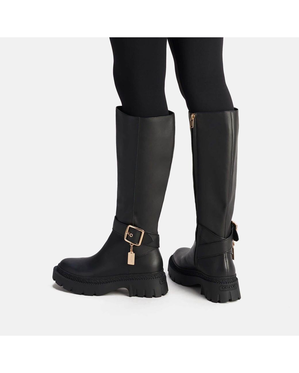 COACH James Leather Knee High Boots in Black Lyst UK