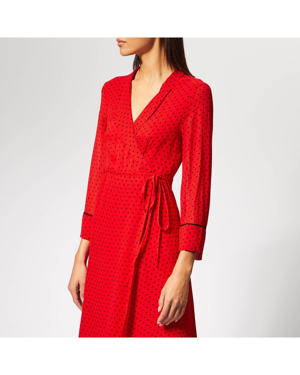 Ganni Mullin Georgette Wrap Dress in Red | Lyst Canada