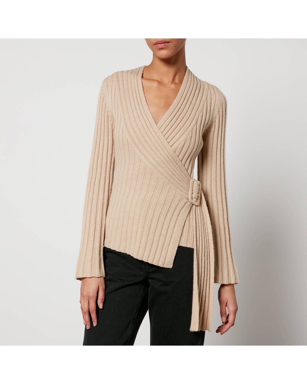 By Malene Birger Jeyda Merino Wool Cardigan in Natural Lyst