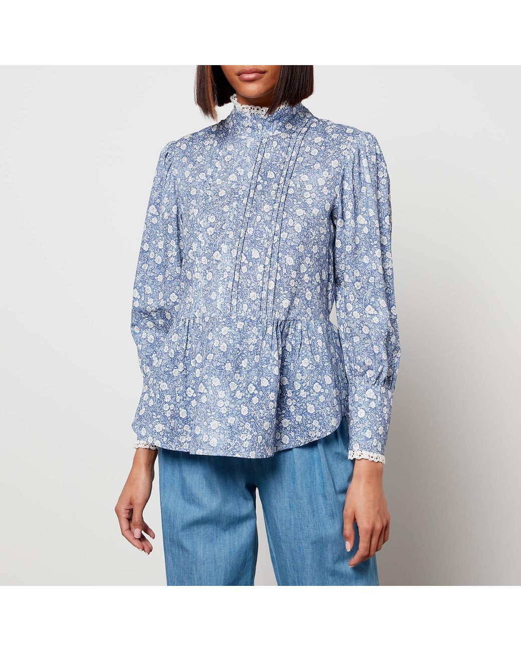 See By Chloé See By Chloe High Neck Floral Blouse in Blue | Lyst