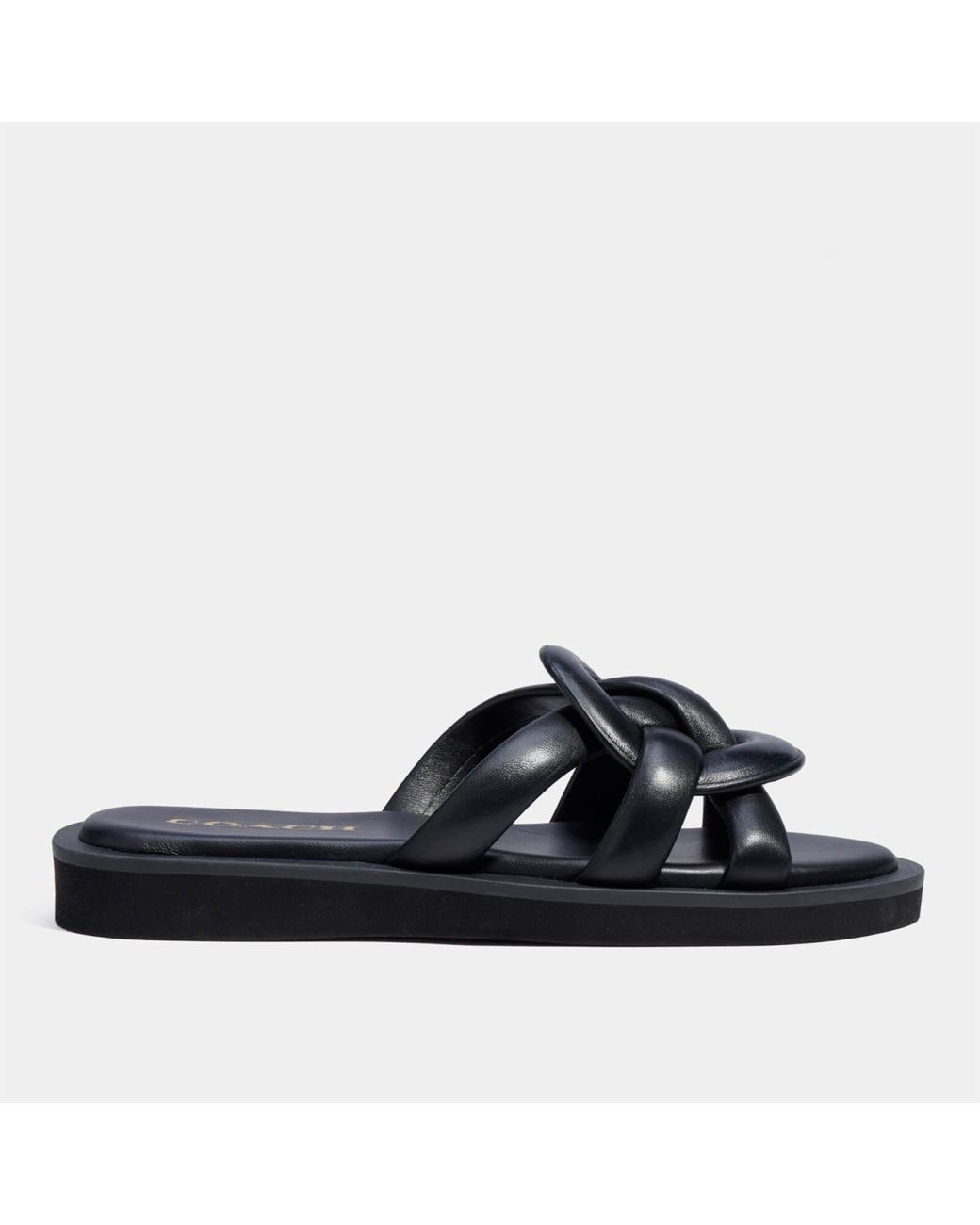 COACH Georgie Leather Slide Sandals in Black | Lyst Canada