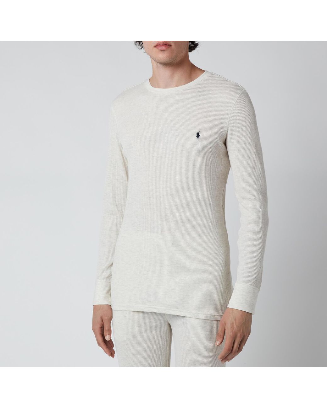 Polo Ralph Lauren Waffle Knit Long Sleeve Top in White for Men | Lyst