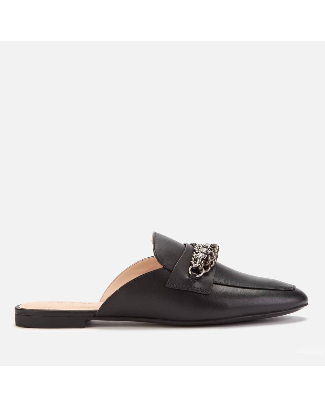 COACH Faye Multi Chains Leather Slide Loafers in Black | Lyst