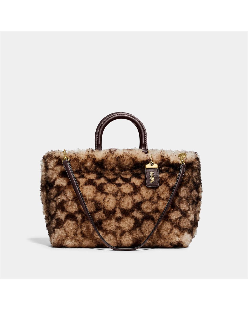 COACH Signature Shearling Rogue Tote Bag in Brown | Lyst