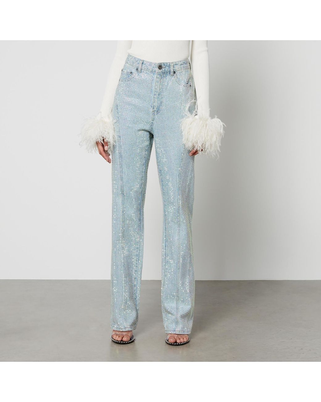 デニム・ジーパン SELF PORTRAIT RHINESTONE BOW DENIM JEANS Rhinestone Bow Denim Jeans – self-portrait