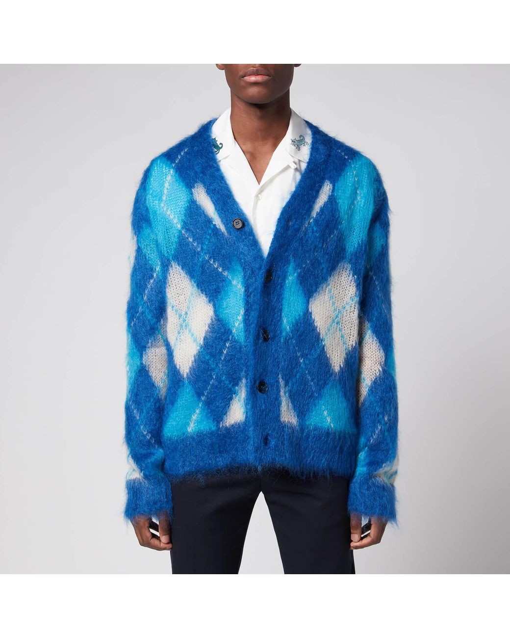 Marni Mohair Cardigan in Blue for Men | Lyst