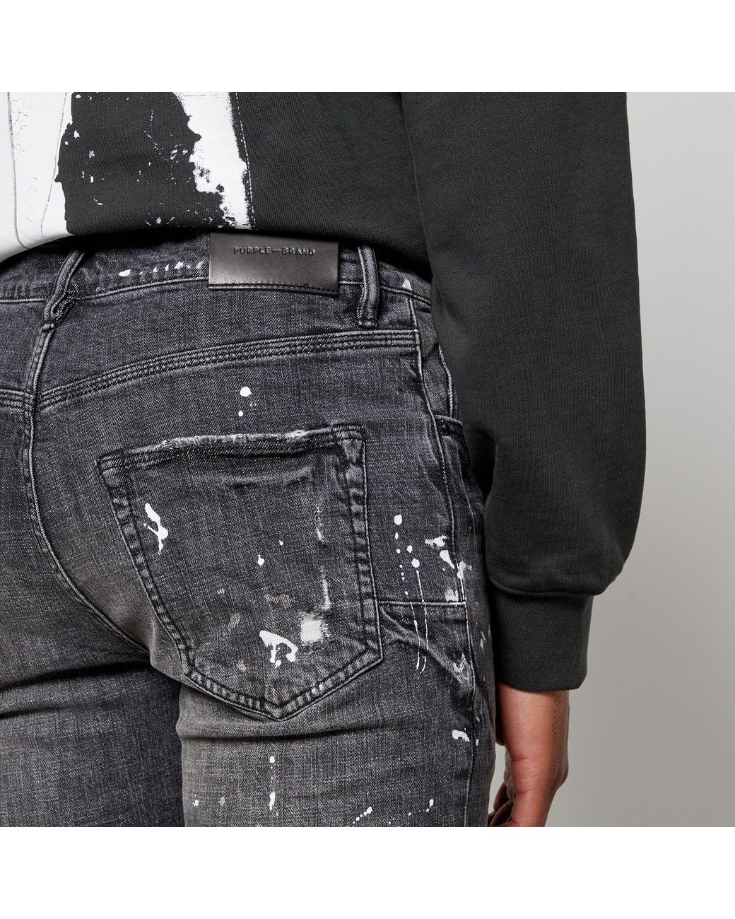 Purple Brand P004 Paint-splattered Stretch-denim Bootcut Jeans in Black for  Men | Lyst