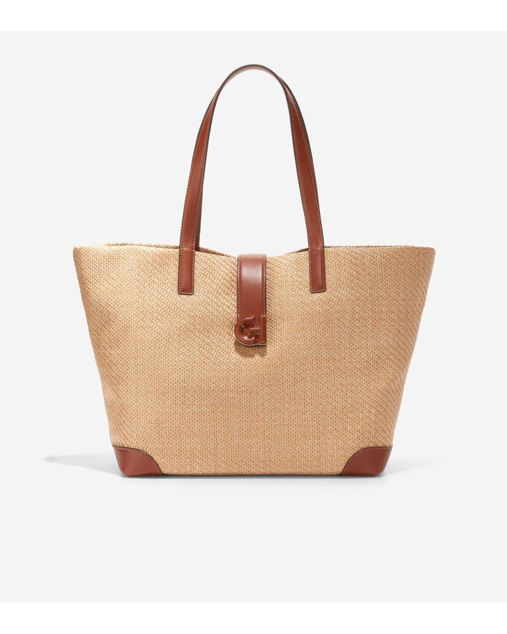 COLE HAAN コールハーン かごバッグ Amagansett Straw Tote Women's Amagansett Straw Tote Bag in Black | Cole Haan