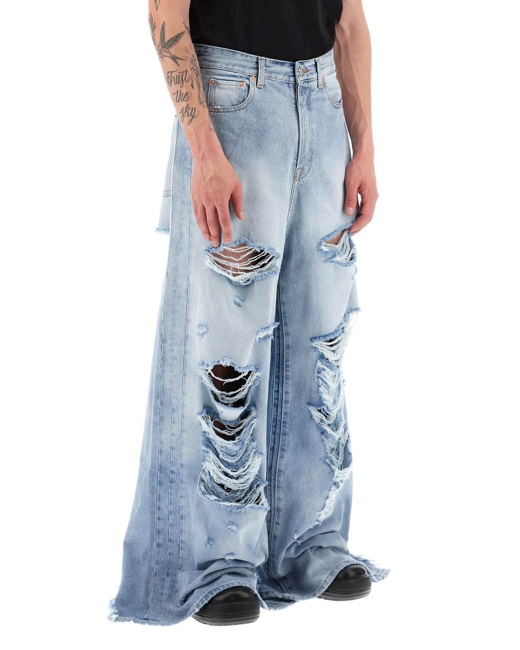 VETEMENTS ヴェトモン DESTROYED BAGGY JEANS VETEMENTS ヴェトモン 23SS PATCHED DESTROY BAGGY DENIM パッチ