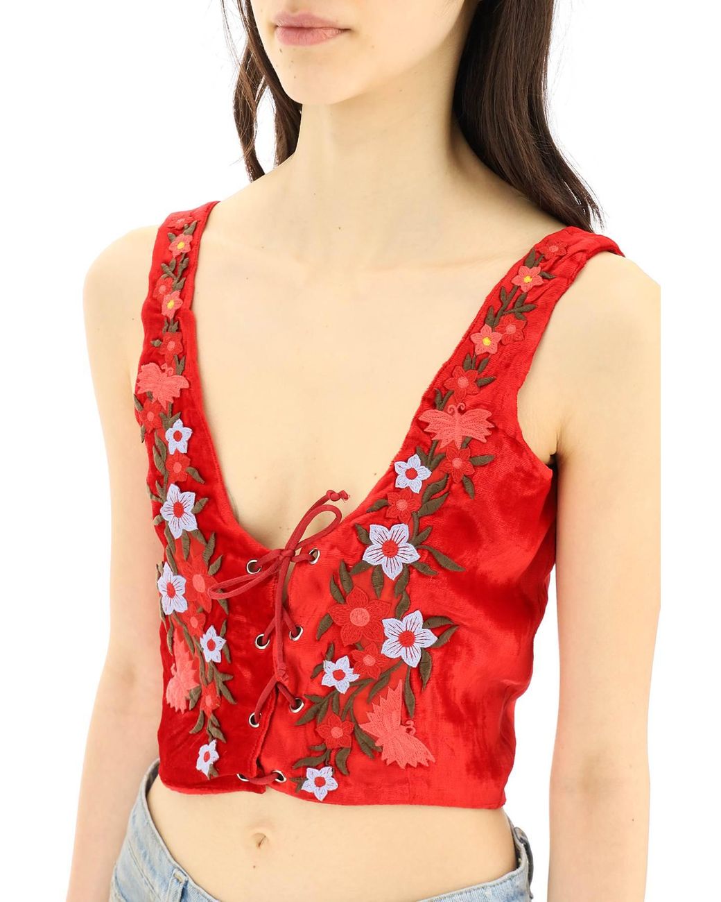 N 5879 OSLO VELVET VEST  RED  Ron Tomson