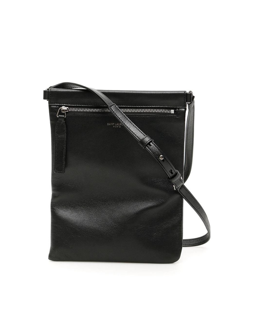 Flat leather sales crossbody bag