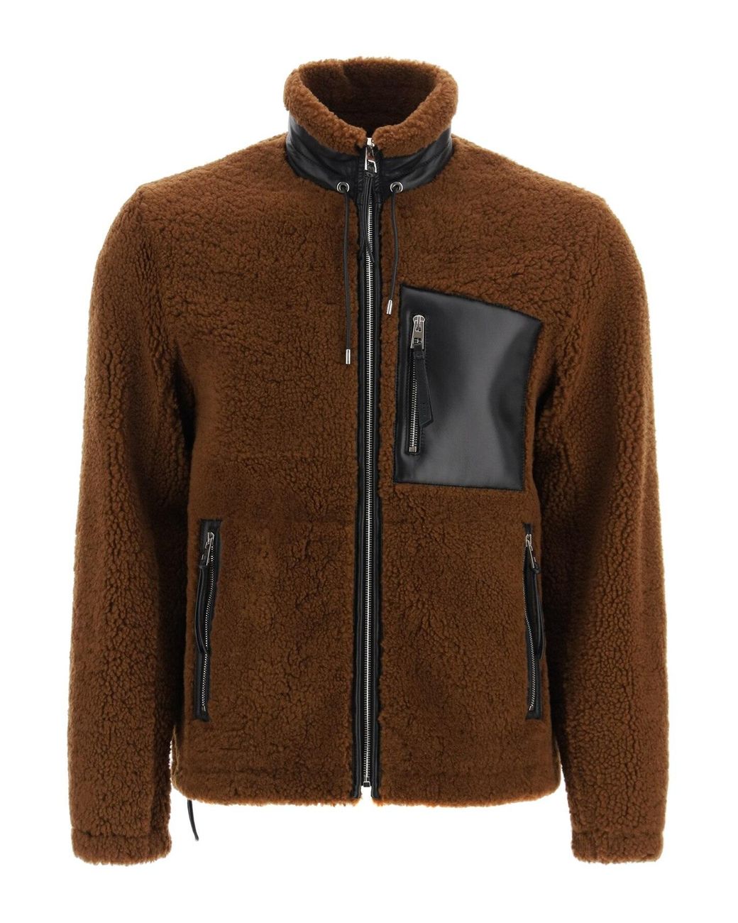 Loewe Leather Shearling Jacket in Brown for Men - Lyst