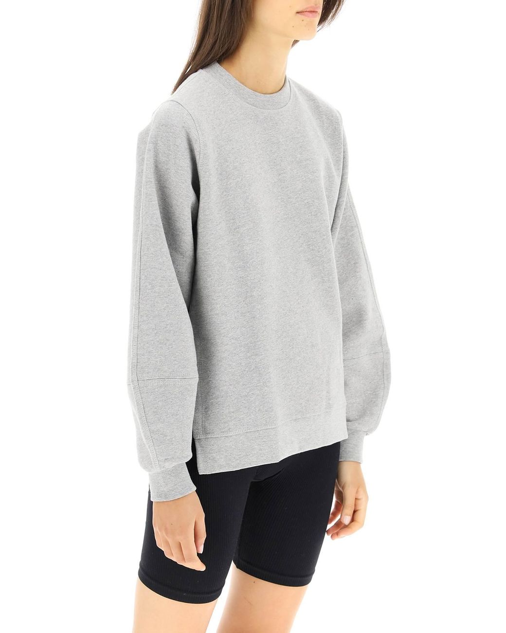 Ganni Software Isoli Puff Sleeve Sweatshirt in Gray Lyst