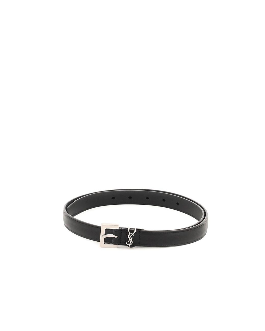 Saint Laurent Ysl Leather Belt in Black Lyst