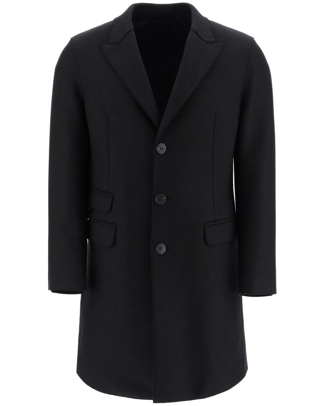 Neil Barrett Raw-cut Wool Coat in Black for Men - Lyst