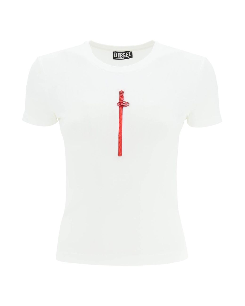 DIESEL Stretch Cotton T-shirt With Zip in White | Lyst DIESEL Stretch Cotton T-shirt With Zip in White | Lyst