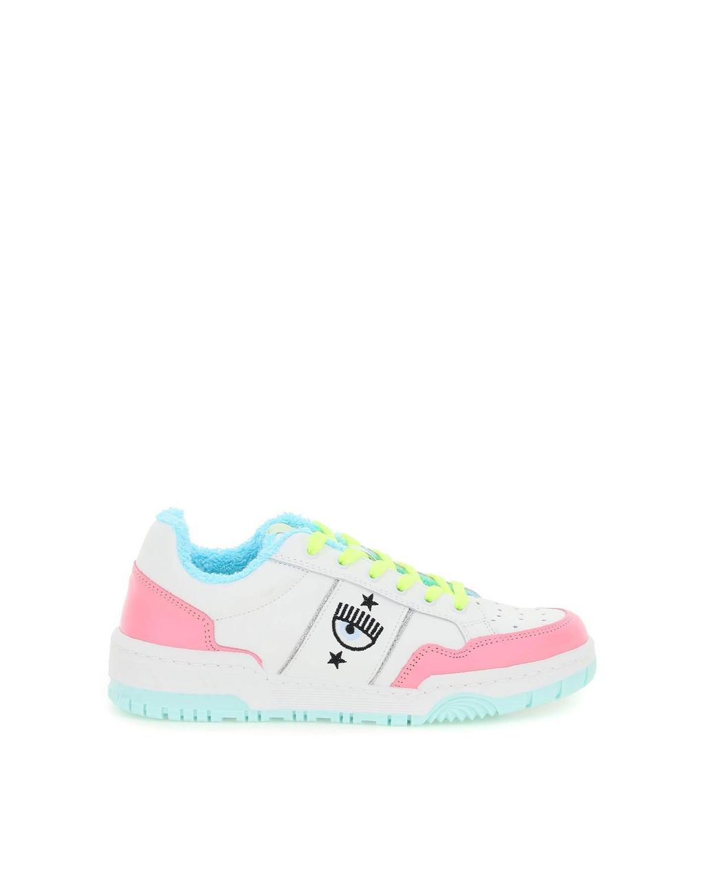 Chiara Ferragni Spring Summer 2021 cf-1 leather sneakers in green fluo  color - CF280GREENFLUO