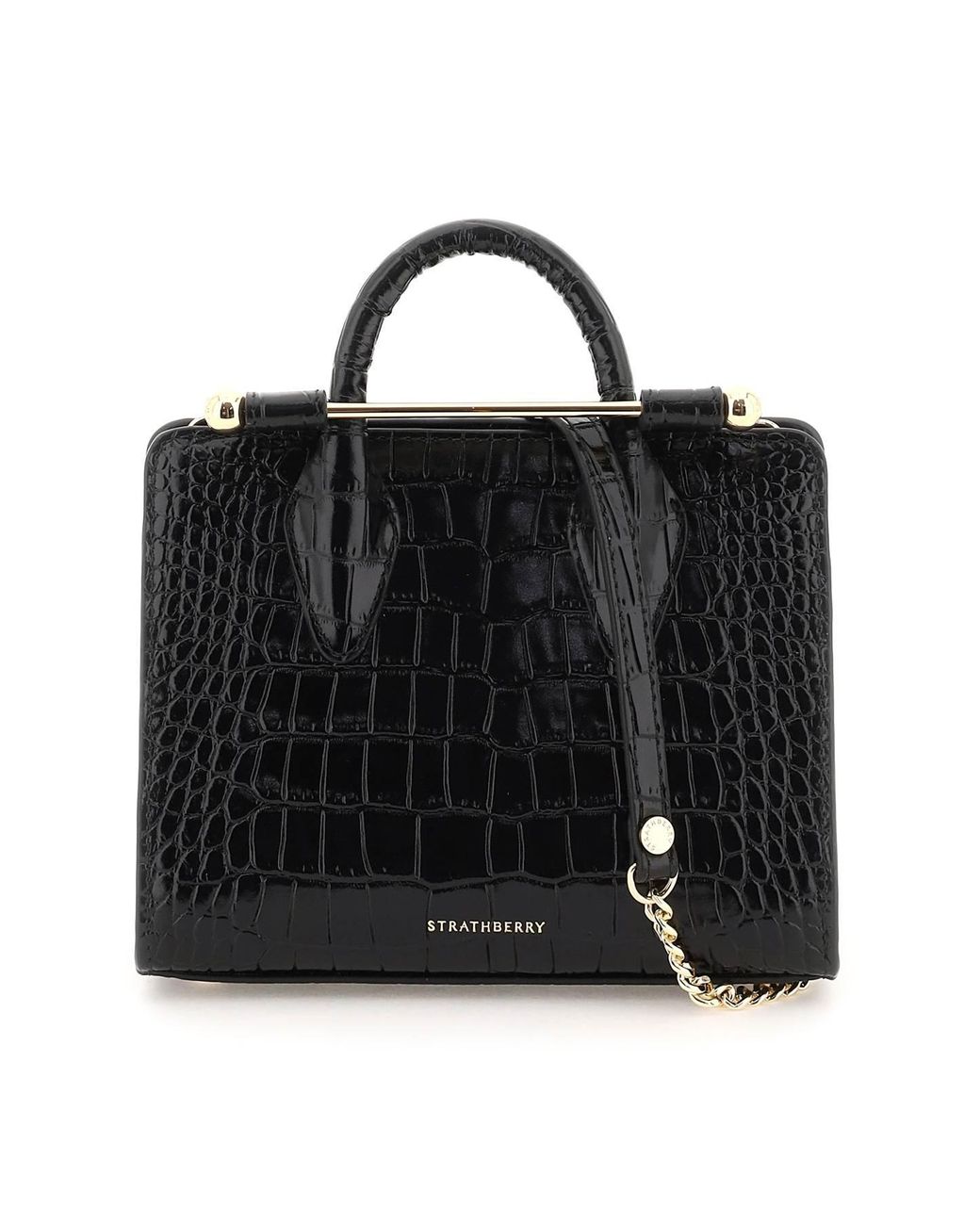 Strathberry Crocodile-Effect Tote Bag - Black for Women