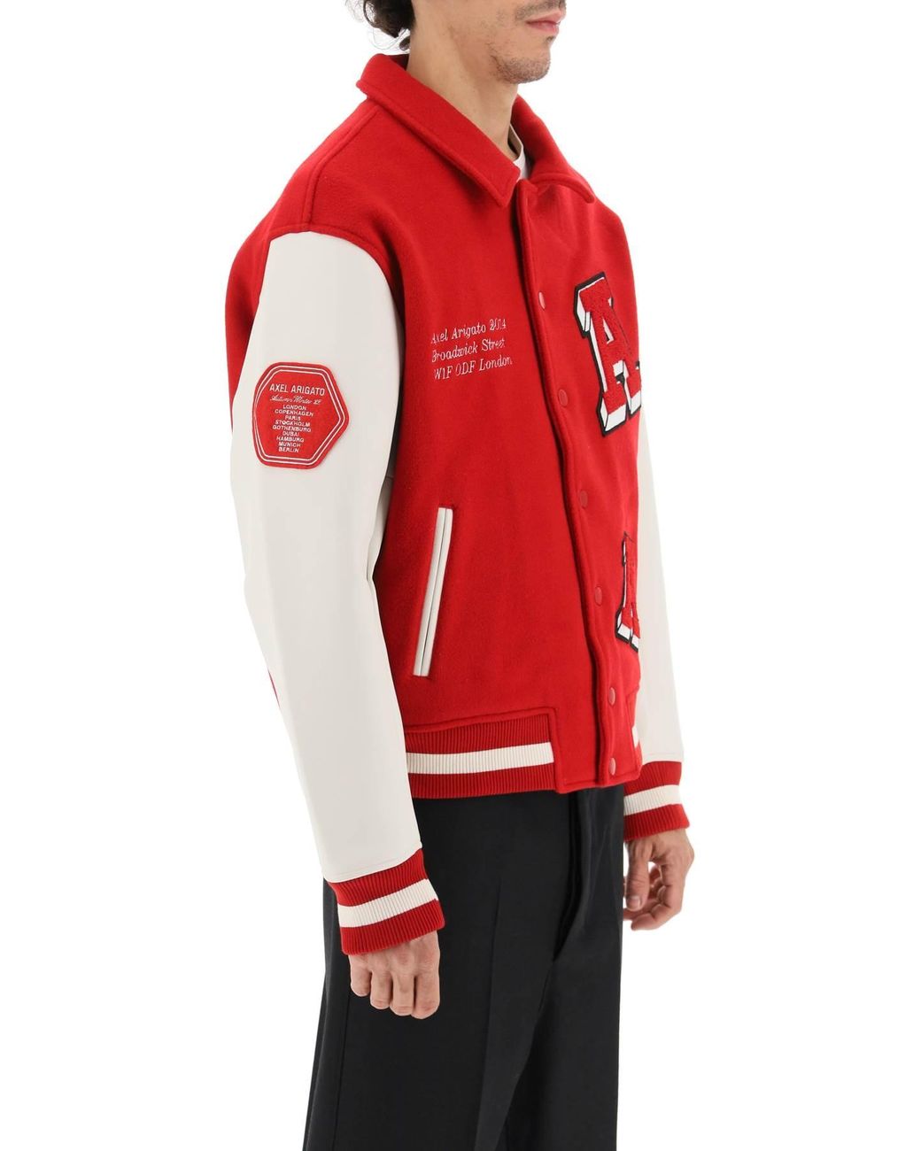 Axel Arigato illusion Varsity Jacket With Faux Leather Sleeves in