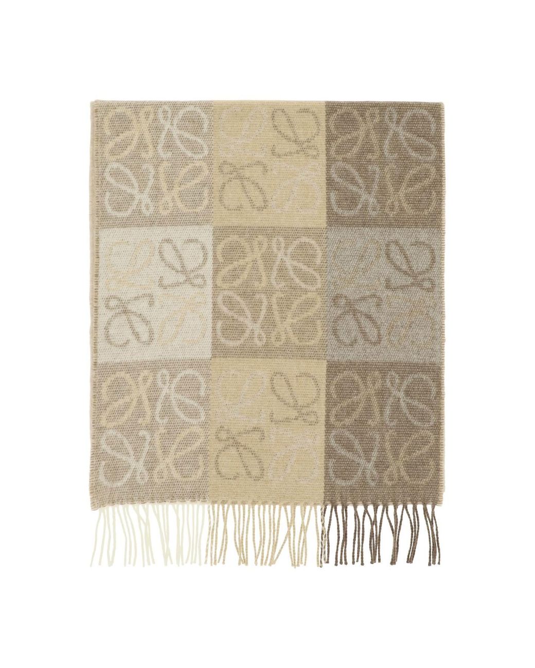 Loewe Wool And Cashmere Anagram Scarf in Natural | Lyst