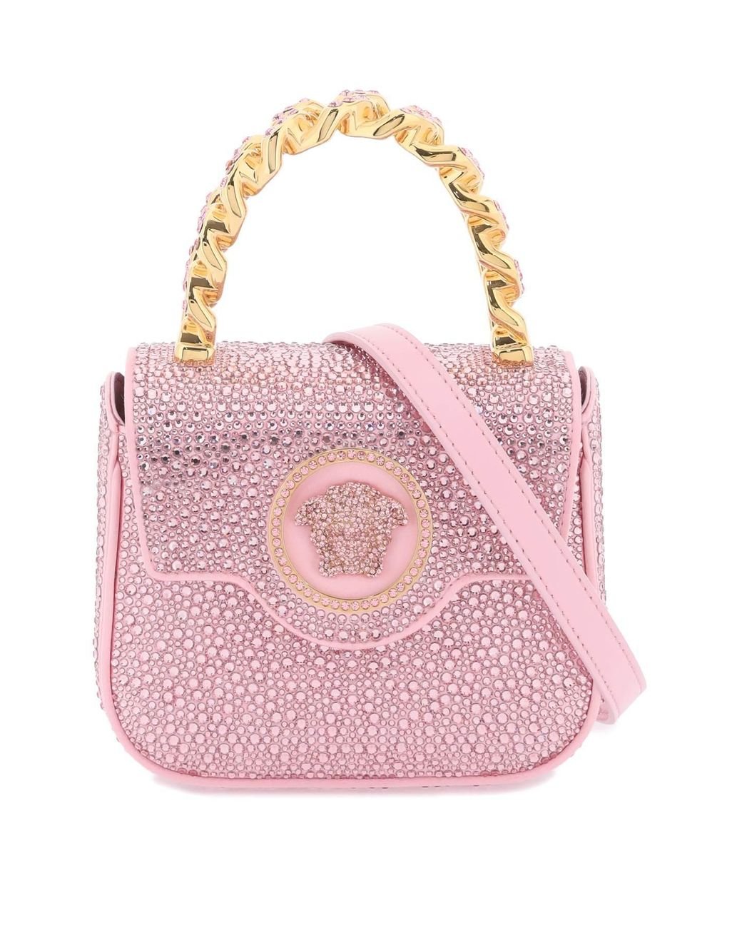 Versace La Medusa Handbag With Crystals in Pink Lyst