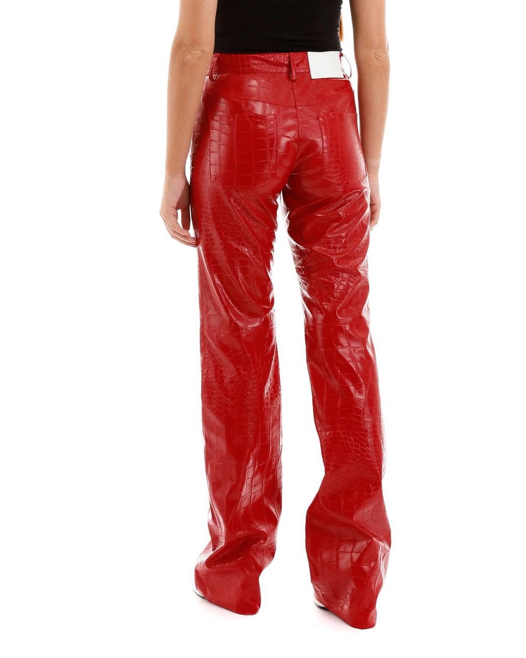 MSGM Croc-print Faux Leather Trousers 