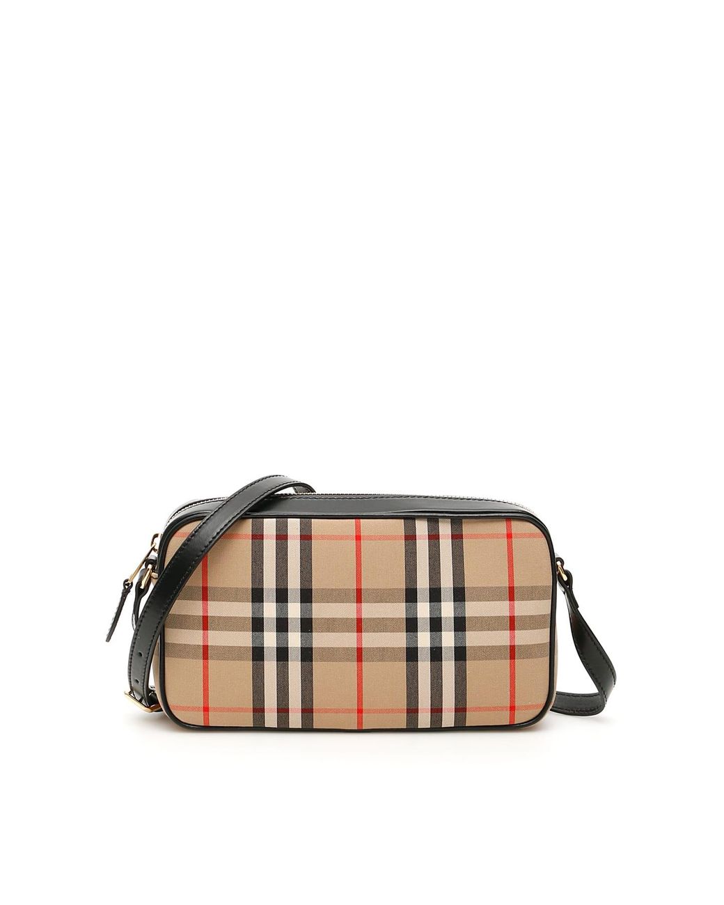 Burberry Leather Vintage Check Camera Bag in Beige,Black,Red (Black) Lyst
