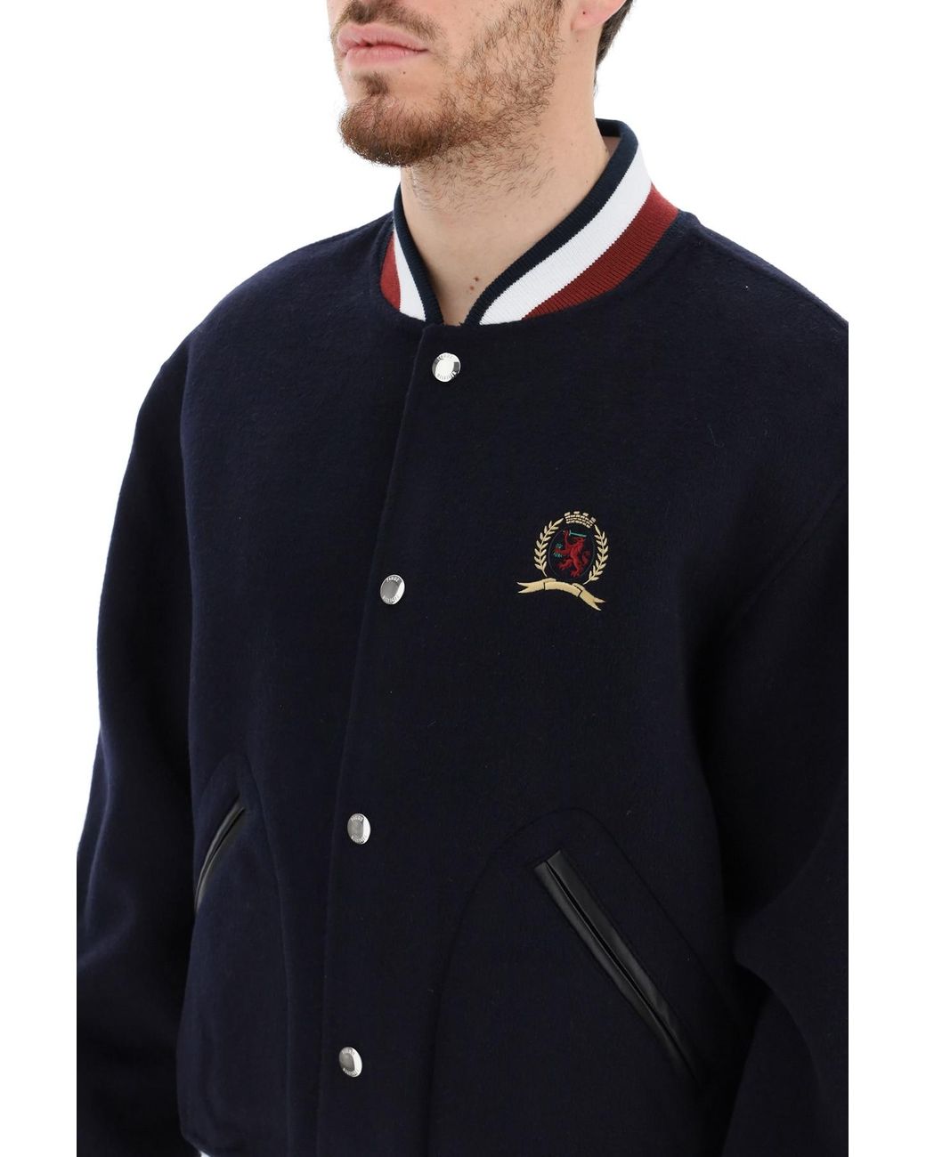 Tommy Hilfiger Varsity Wool Bomber Jacket in Blue for Men | Lyst