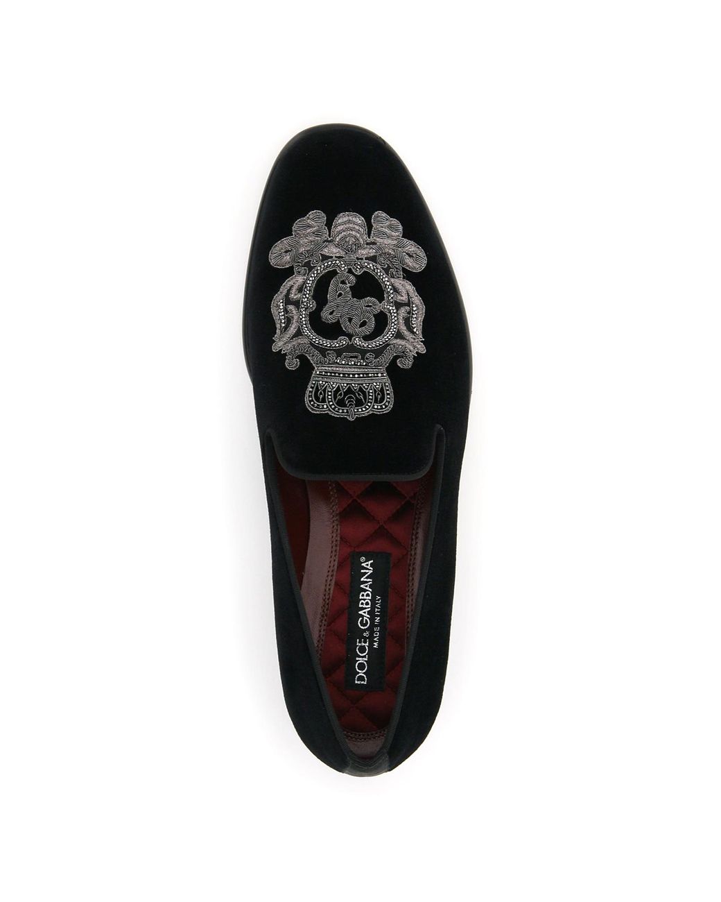 Dolce & Gabbana Leonardo Velvet Slippers Dg Coat Of Arms in Black 