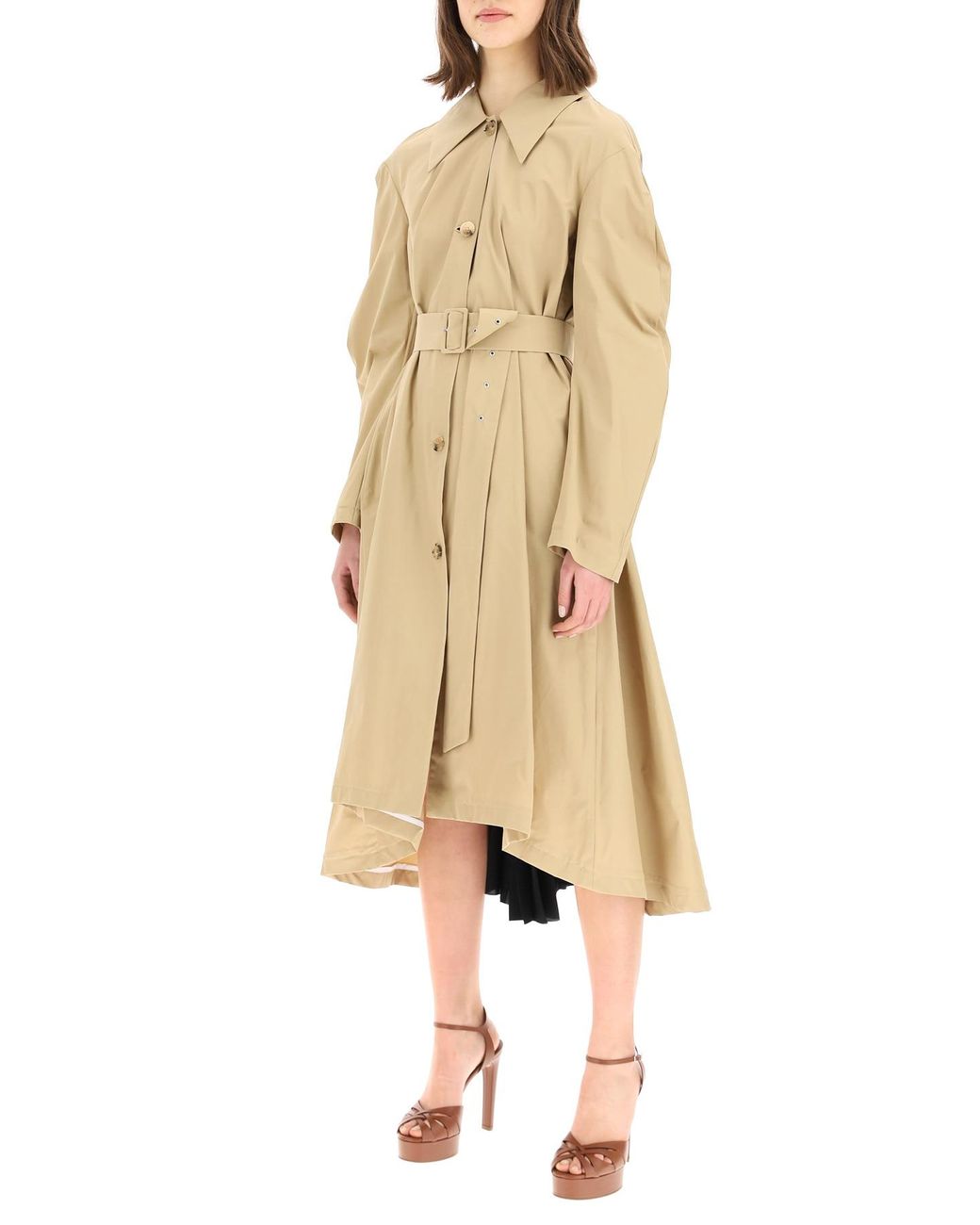 A.W.A.K.E. MODE Trench Coat With Pleated Insert in Natural | Lyst