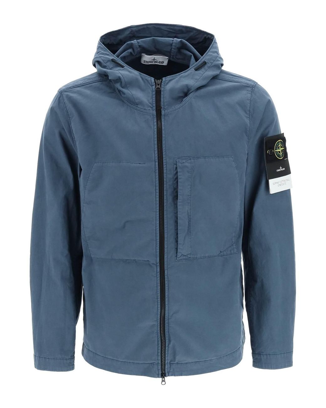 Stone Island Supima® Cotton Hooded Jacket in Blue for Men | Lyst