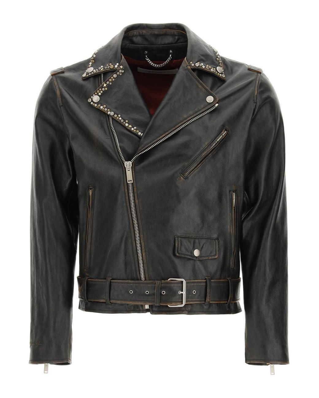 Golden Goose Deluxe Brand Leather Biker Jacket With Decorative Studs in ...