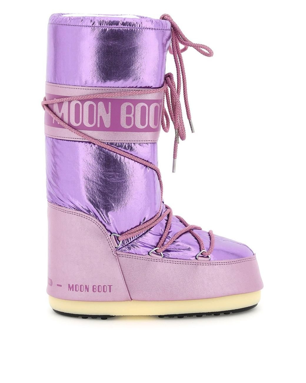 Moon Boot Metallic Snow Boots Icon in Purple | Lyst