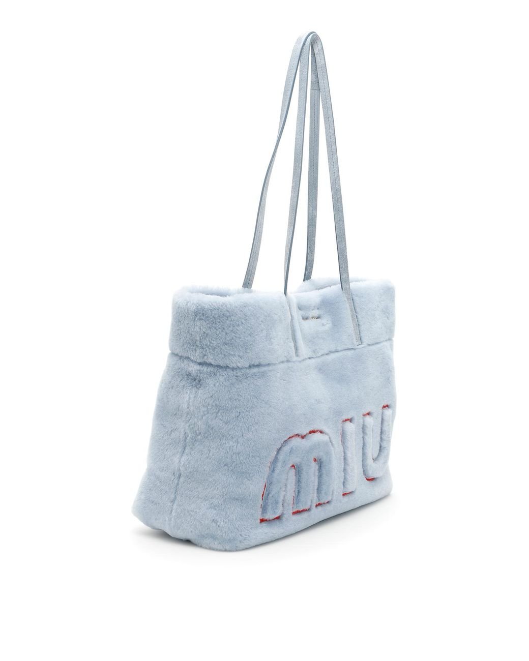 Miu Miu Montone Letter Tote Bag in Blue | Lyst