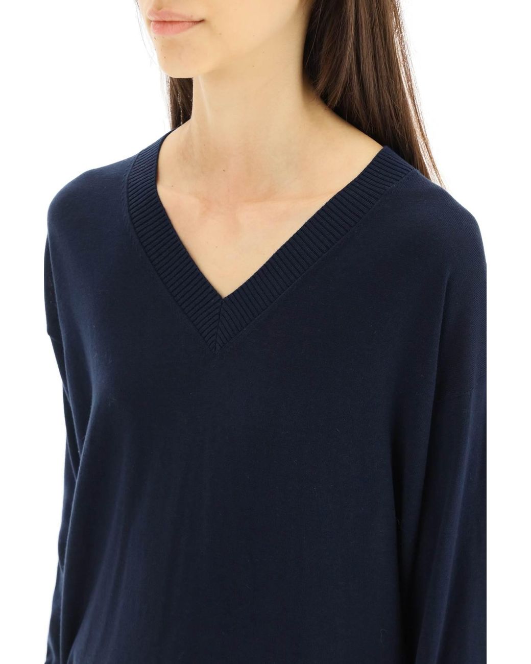 Weekend by Maxmara Martina Silk And Cotton Sweater in Blue | Lyst