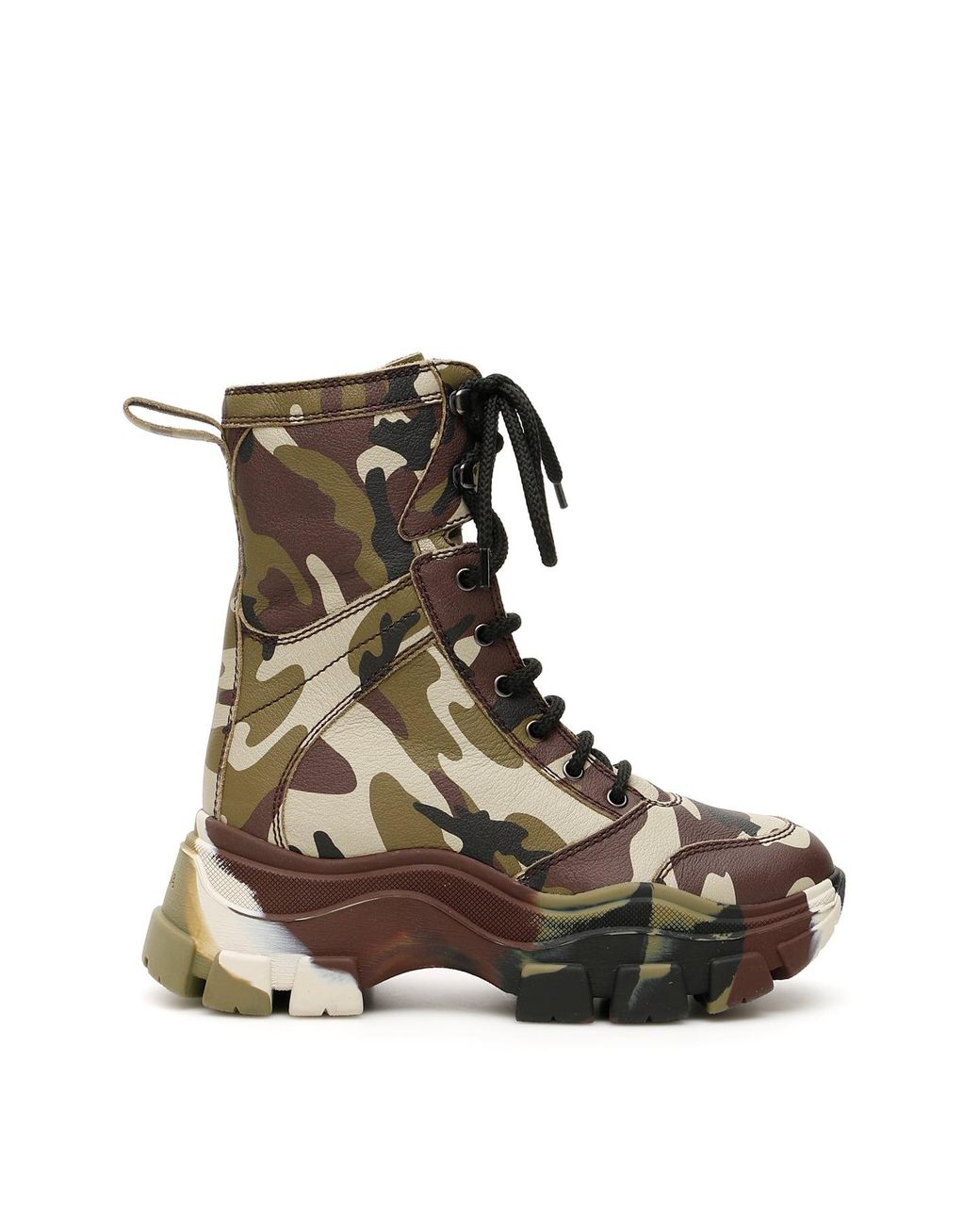 Prada Leather Camouflage Combat Boots in Green,Brown,Beige (Green) | Lyst