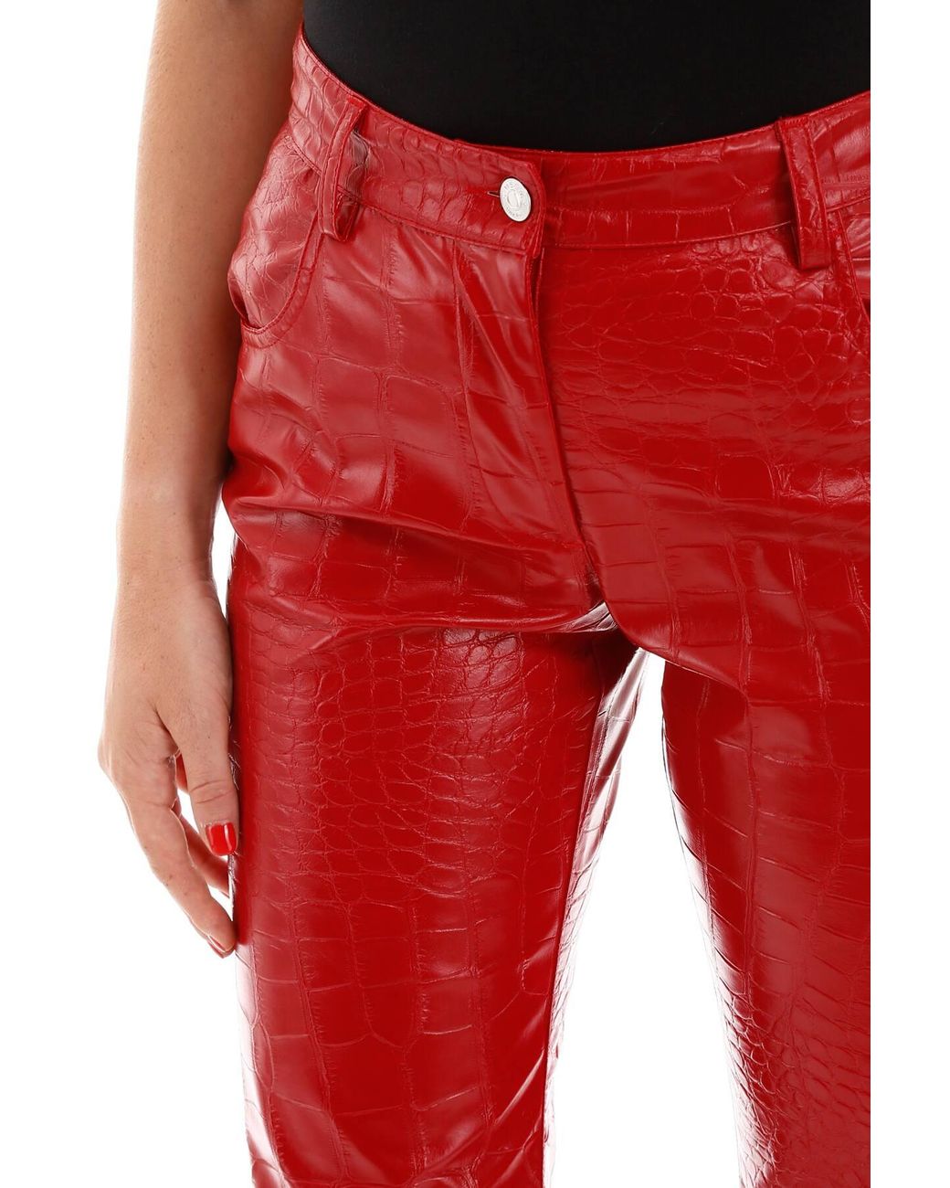 MSGM Croc-print Faux Leather Trousers 