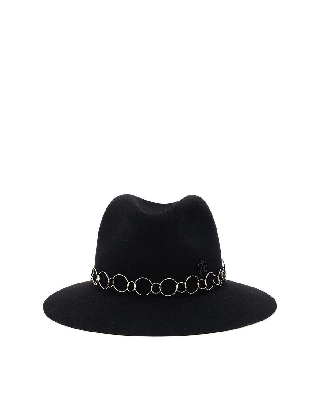 Maison Michel Henrietta Felt Fedora Hat With Chain in Black - Lyst