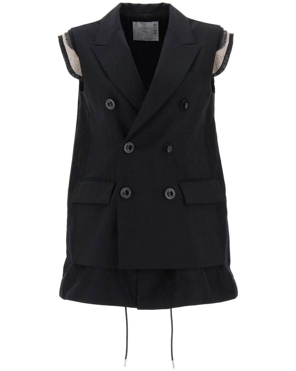 Sacai Sleeveless Trapeze Jacket in Black Lyst