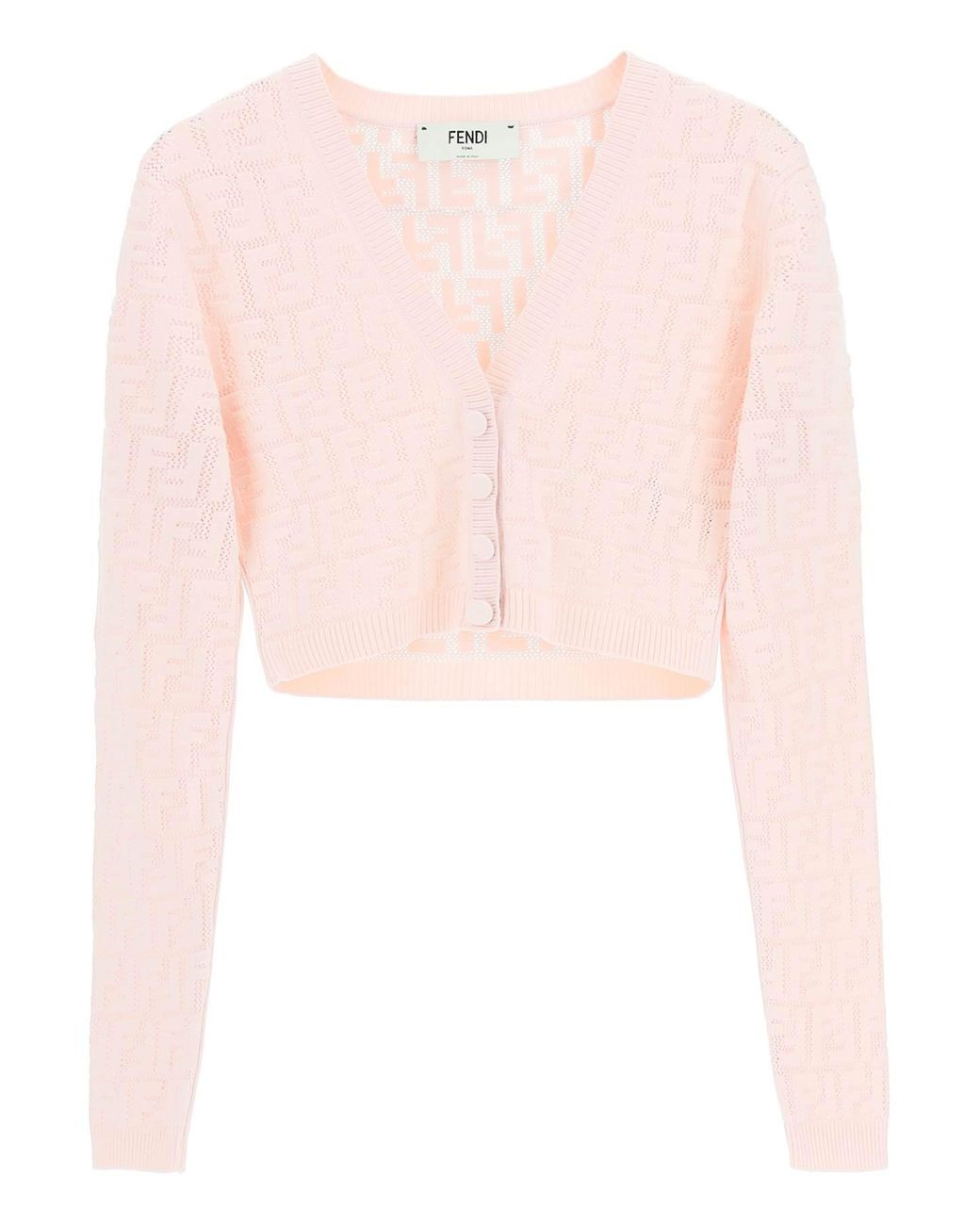 Fendi Synthetic Ff Cropped Cardigan in Pink | Lyst