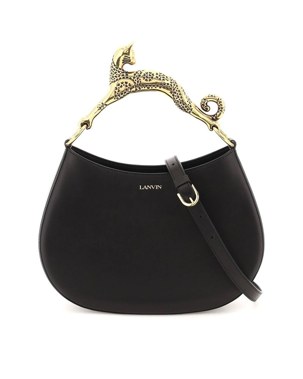 Lanvin Leather Small Hobo Cat Bag in Black | Lyst